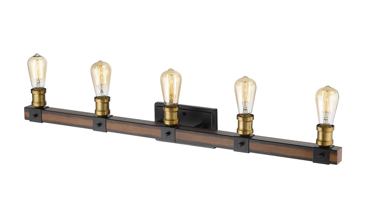 Z-Lite Kirkland 472-5V-RM Bath Vanity Light 38 in. wide - Rustic Mahogany
