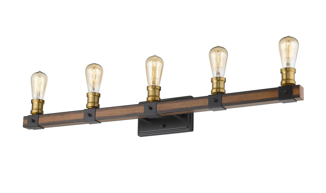 Z-Lite Kirkland 472-5V-RM Bath Vanity Light 38 in. wide - Rustic Mahogany