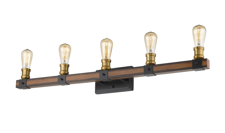 Z-Lite Kirkland 472-5V-RM Bath Vanity Light 38 in. wide - Rustic Mahogany