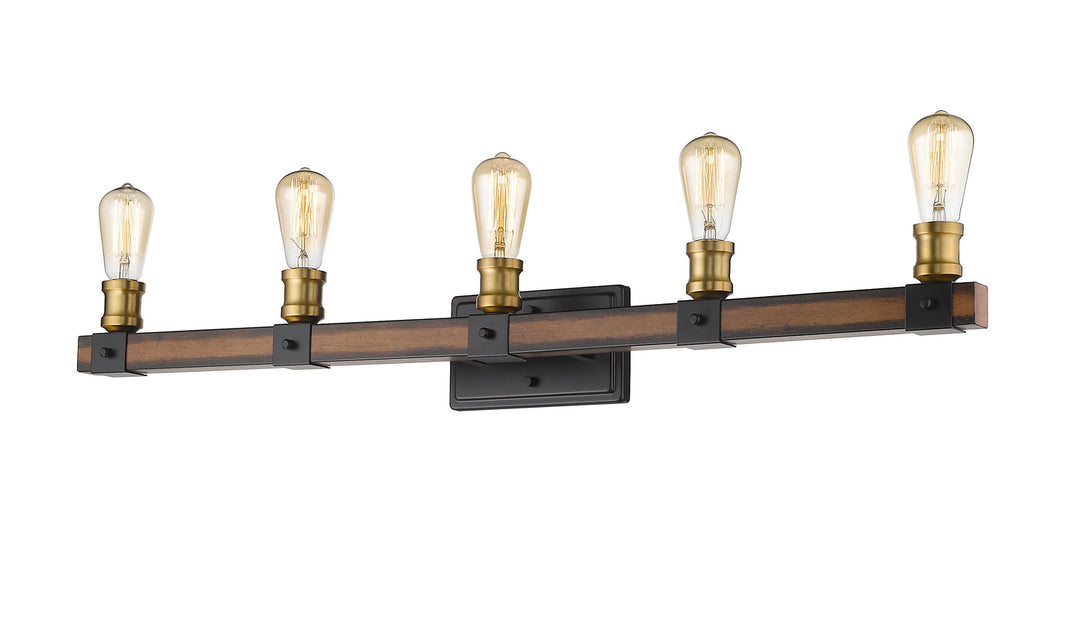 Z-Lite Kirkland 472-5V-RM Bath Vanity Light 38 in. wide - Rustic Mahogany