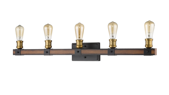 Z-Lite Kirkland 472-5V-RM Bath Vanity Light 38 in. wide - Rustic Mahogany
