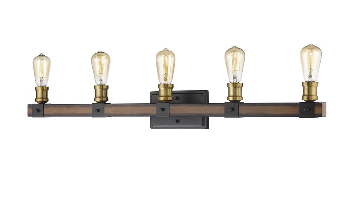 Z-Lite Kirkland 472-5V-RM Bath Vanity Light 38 in. wide - Rustic Mahogany