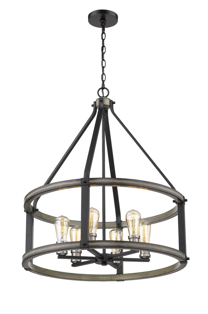 Z-Lite Kirkland 472-6D-ABB Pendant Light - Ashen Barnboard