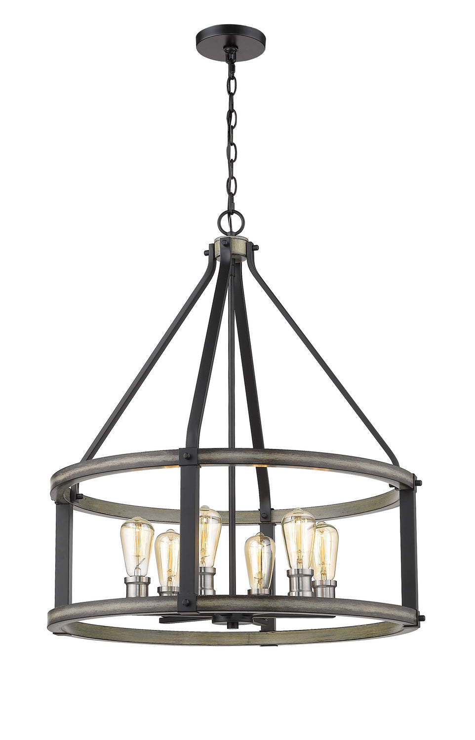 Z-Lite Kirkland 472-6D-ABB Pendant Light - Ashen Barnboard