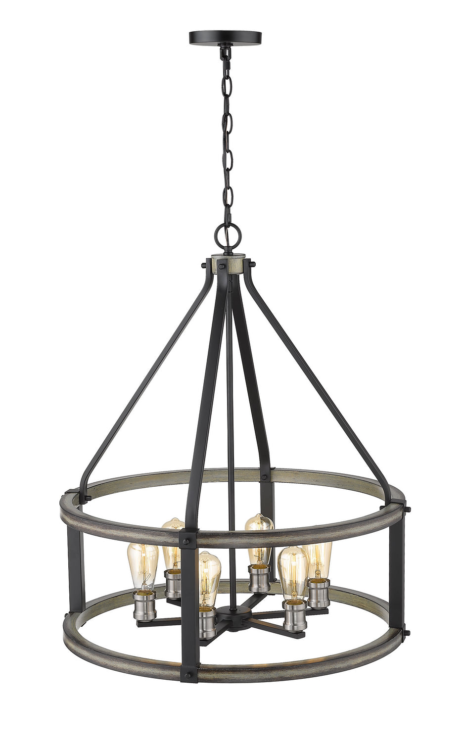 Z-Lite Kirkland 472-6D-ABB Pendant Light - Ashen Barnboard