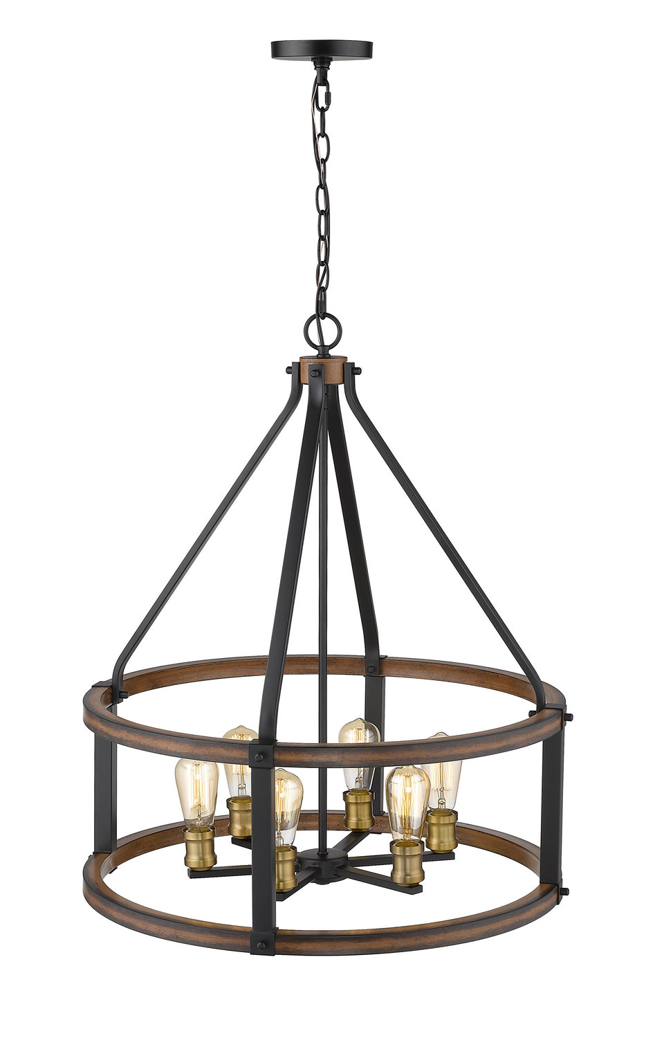 Z-Lite Kirkland 472-6D-RM Pendant Light - Rustic Mahogany