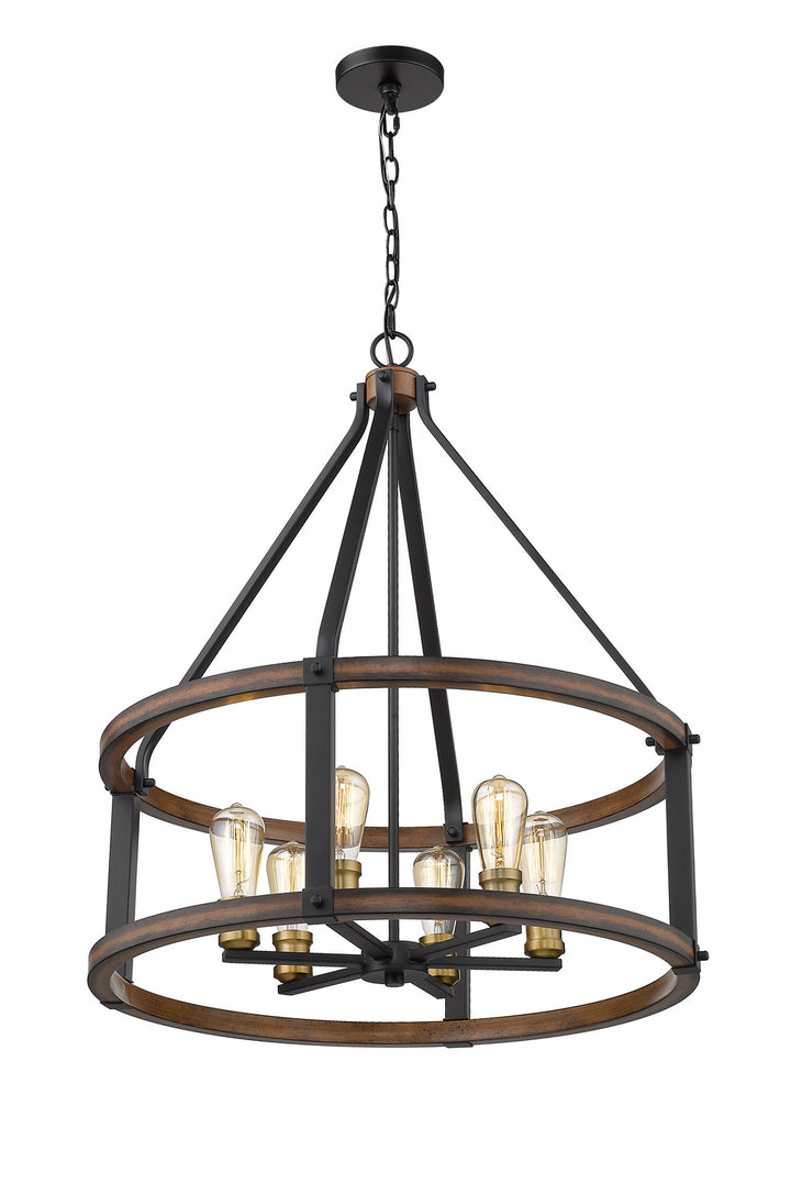 Z-Lite Kirkland 472-6D-RM Pendant Light - Rustic Mahogany