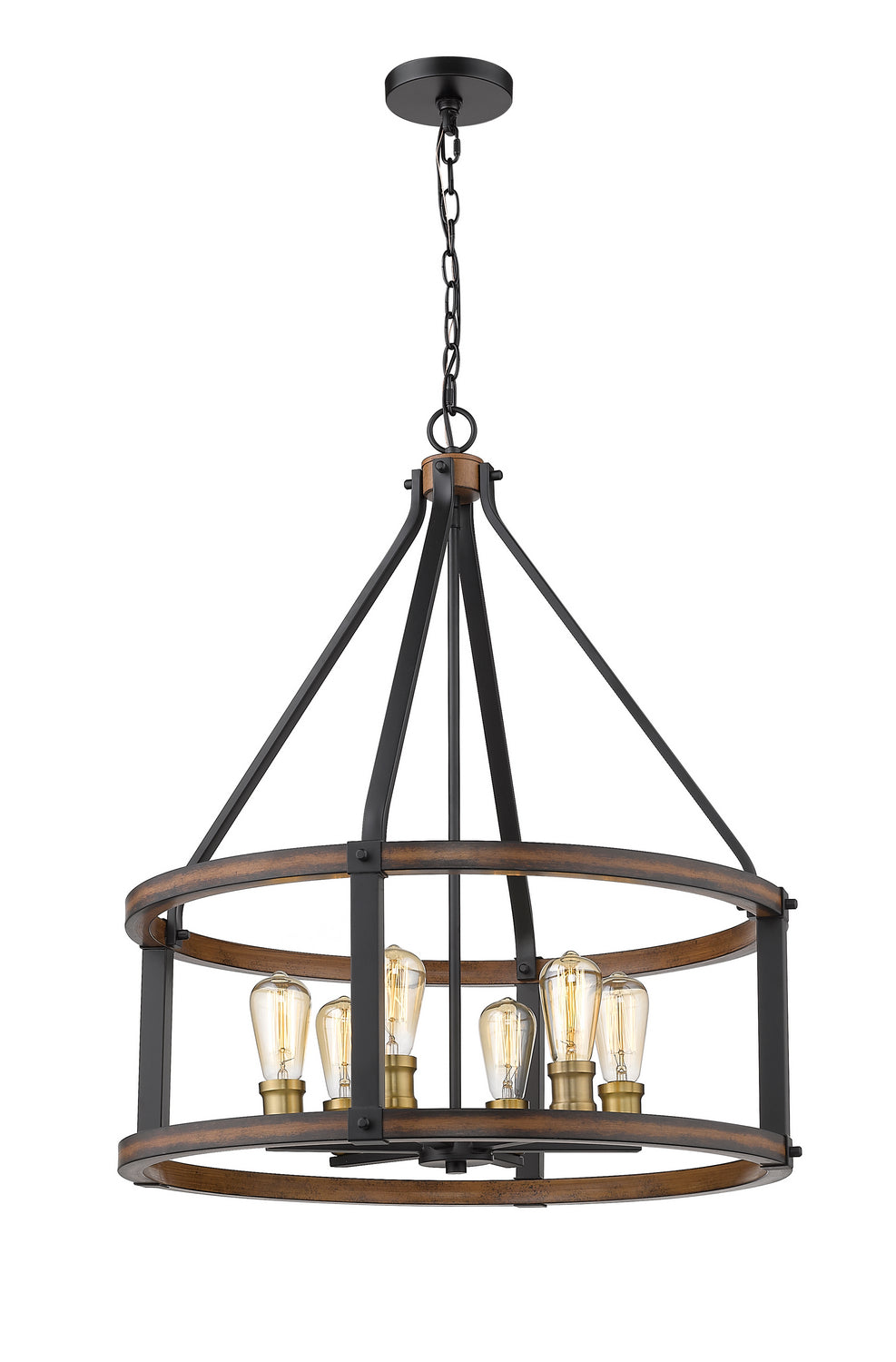 Z-Lite Kirkland 472-6D-RM Pendant Light - Rustic Mahogany