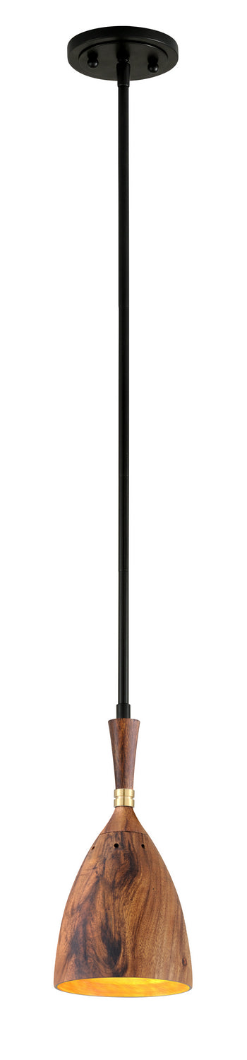 Corbett Utopia 280-41-SBK Pendant Light - Black Brass Acacia Wood Shades