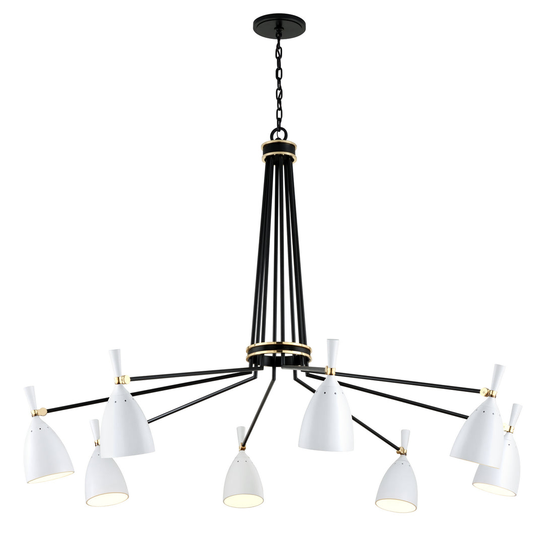 Corbett Utopia 281-08 Chandelier Light - Black Brass Off White Shades