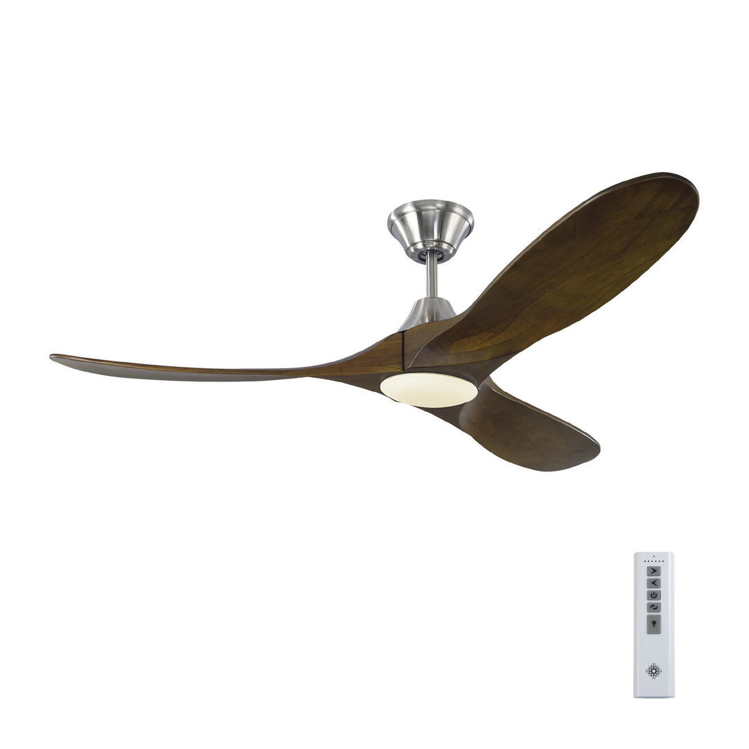 Visual Comfort Fan Maverick 52 LED 3MAVR52BSD Ceiling Fan - Brushed Steel, Dark Walnut/Dark Walnut/