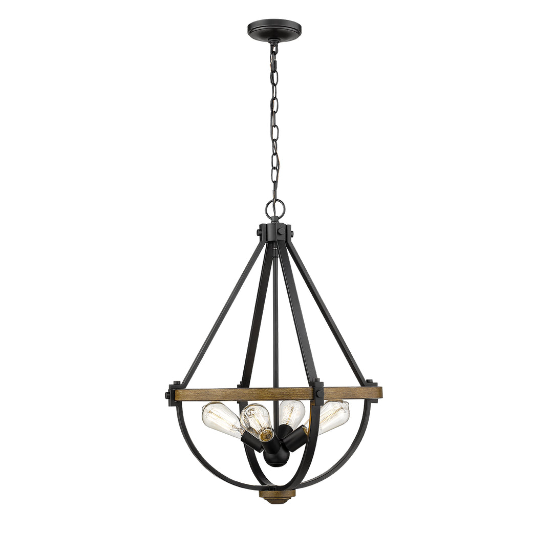 Millennium Ellijay 2394-MB/WT Chandelier Light - Matte Black/Wood Tone