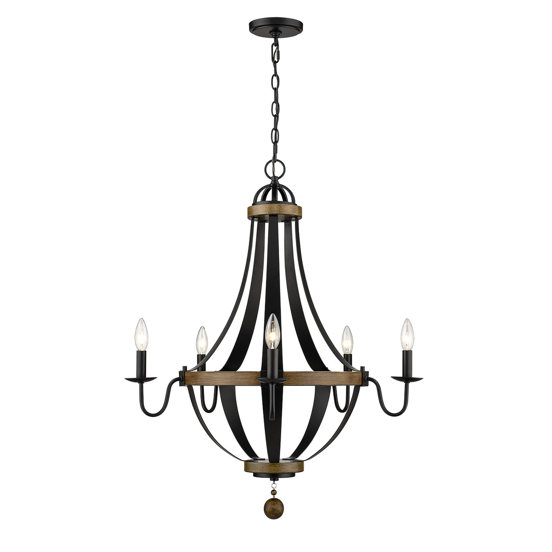 Millennium Ellijay 2395-MB/WT Chandelier Light - Matte Black/Wood Tone