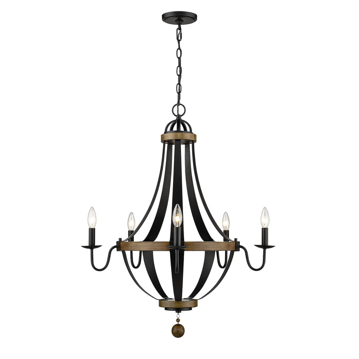 Millennium Ellijay 2395-MB/WT Chandelier Light - Matte Black/Wood Tone