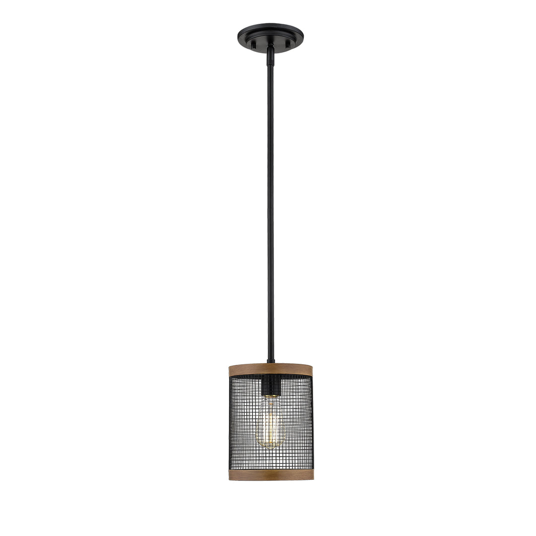 Millennium Mesa 3521-MB/WG Pendant Light - Matte Black/Wood Grain