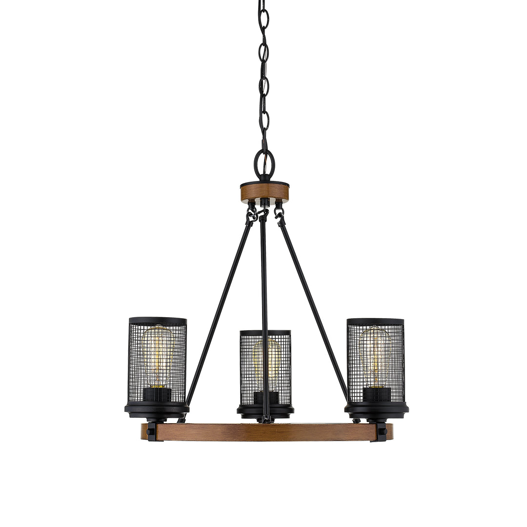 Millennium Mesa 3523-MB/WG Chandelier Light - Matte Black/Wood Grain