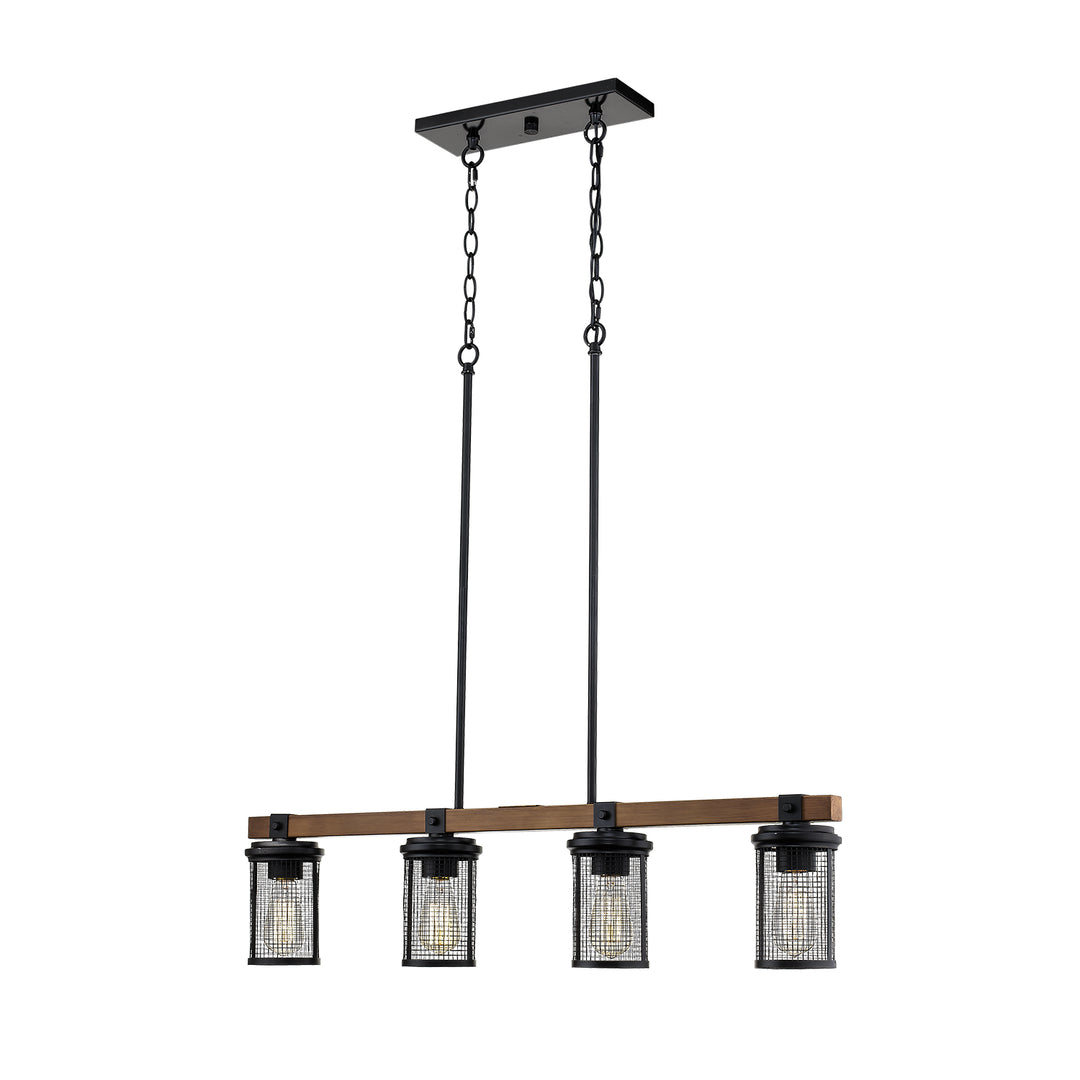 Millennium Mesa 3524-MB/WG Pendant Light - Matte Black/Wood Grain