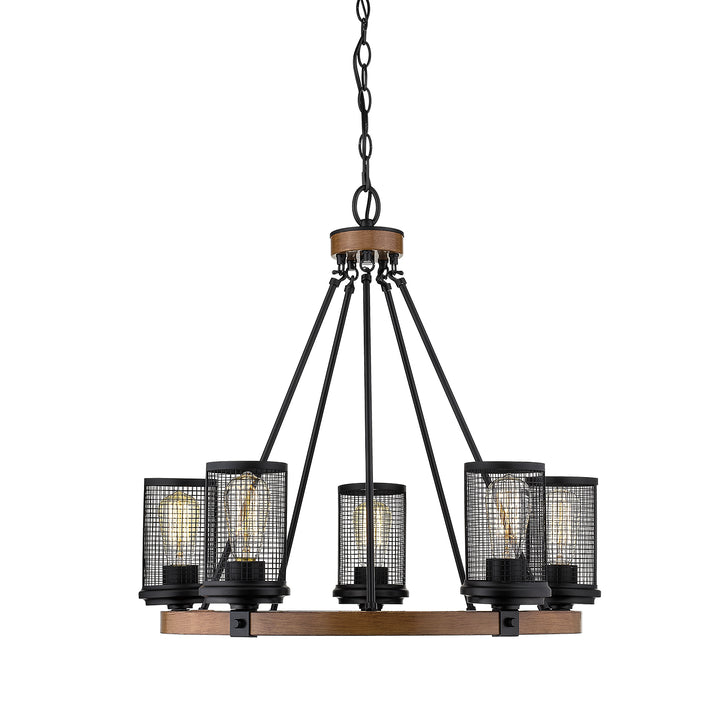 Millennium Mesa 3525-MB/WG Pendant Light - Matte Black/Wood Grain