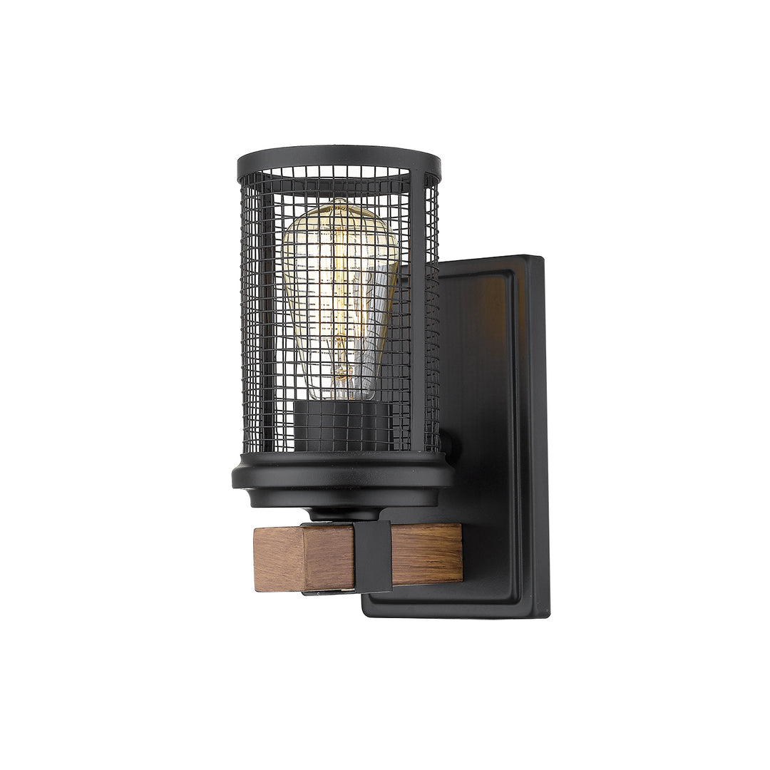 Millennium Mesa 3531-MB/WG Wall Light - Matte Black/Wood Grain