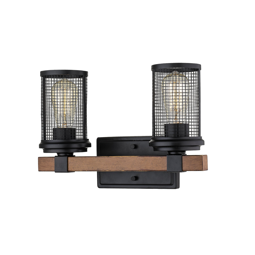 Millennium Mesa 3532-MB/WG Bath Vanity Light 13 in. wide - Matte Black/Wood Grain