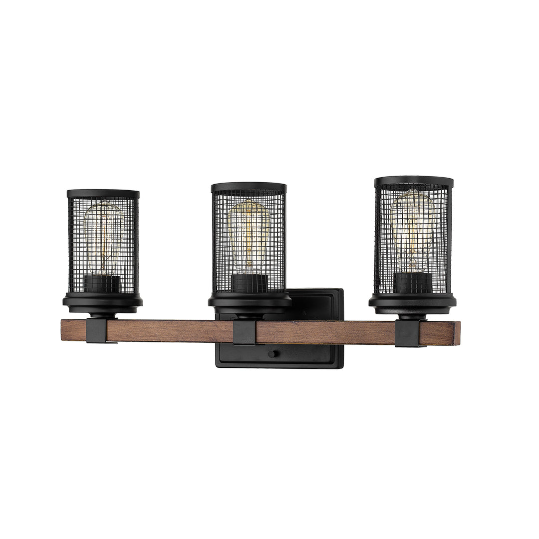 Millennium Mesa 3533-MB/WG Bath Vanity Light 22 in. wide - Matte Black/Wood Grain