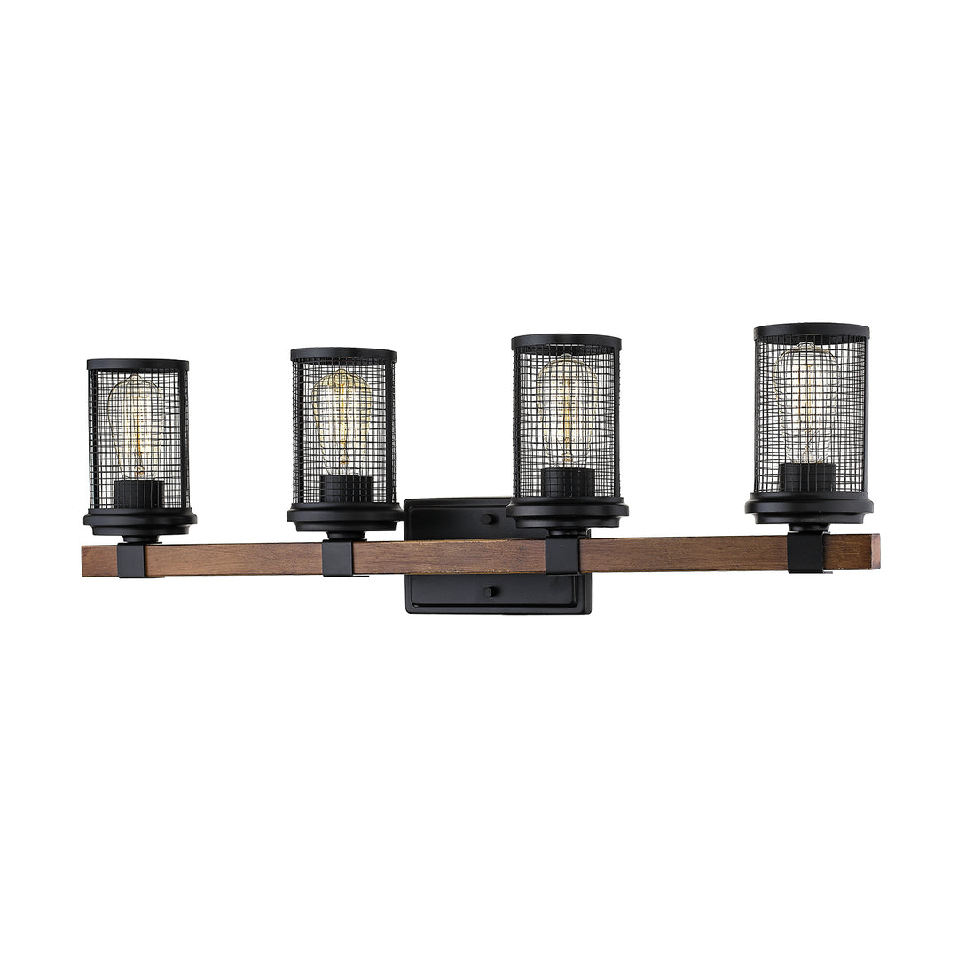 Millennium Mesa 3534-MB/WG Bath Vanity Light 33 in. wide - Matte Black/Wood Grain