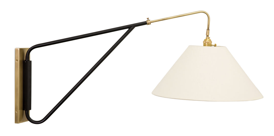 House Of Troy Lighting WS731-ABBLK  Wall Swing Arm Lamp Antique Brass With Black Accents