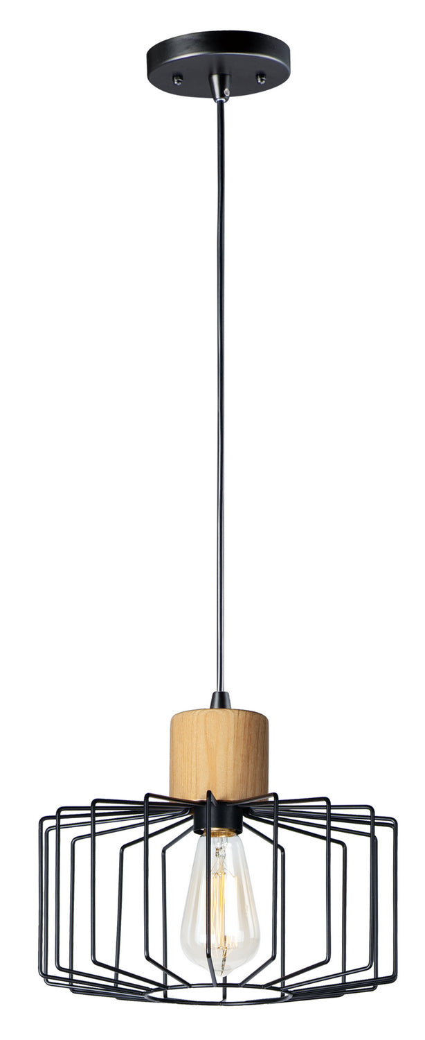 Maxim Bjorn 10068BKNWD Pendant Light - Black / Natural Wood