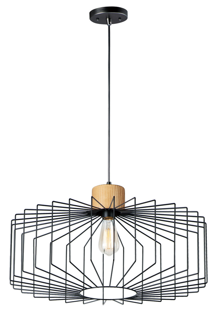 Maxim Bjorn 10069BKNWD Pendant Light - Black / Natural Wood