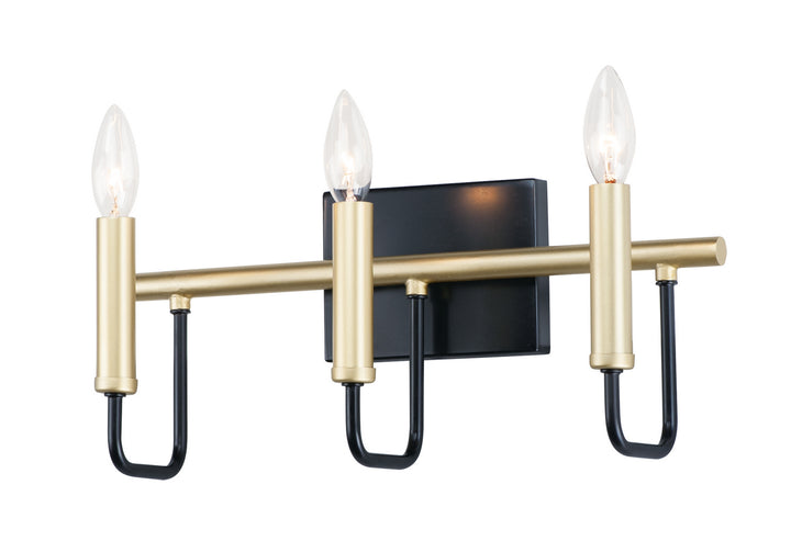 Maxim Sullivan 10253BKGLD Bath Vanity Light 17 in. wide - Black / Gold