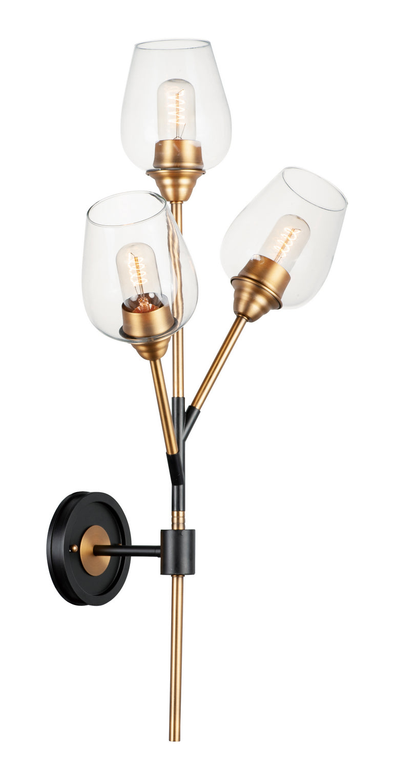 Maxim Savvy 26341CLABBK Wall Sconce Light - Antique Brass / Black