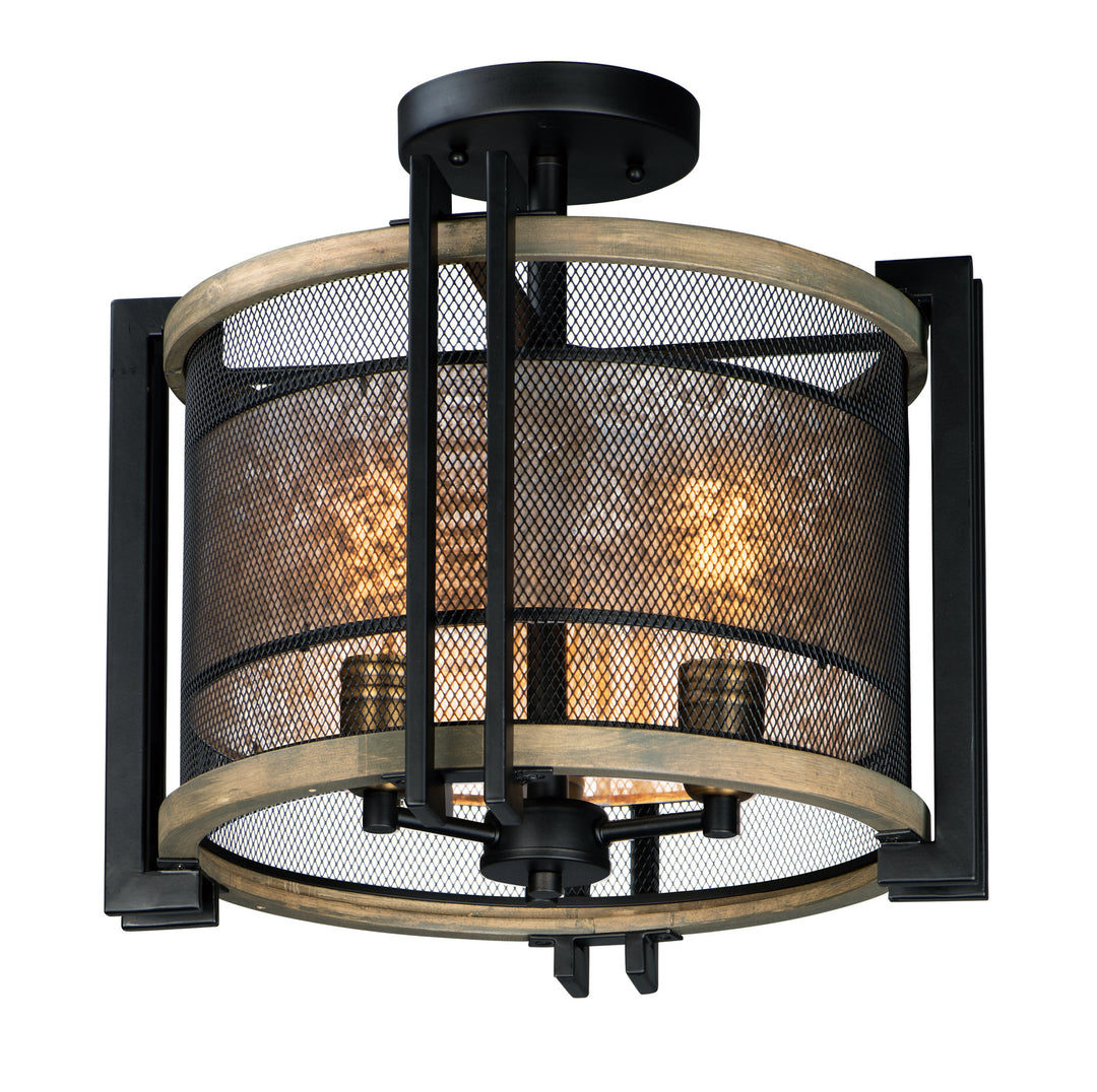 Maxim Boundry 27560BKBWAB Ceiling Light - Black / Barn Wood / Antique Brass