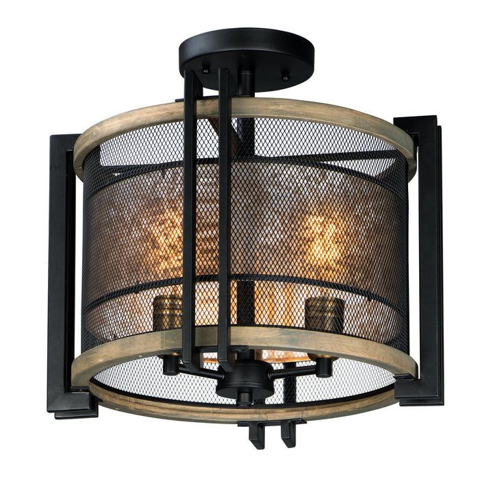 Maxim Boundry 27560BKBWAB Ceiling Light - Black / Barn Wood / Antique Brass