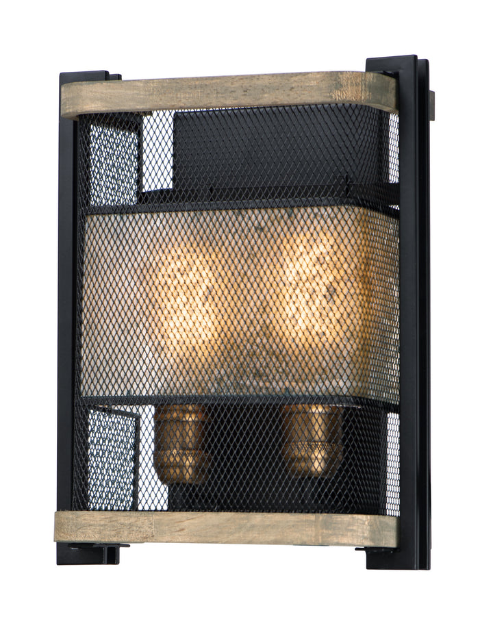 Maxim Boundry 27562BKBWAB Wall Sconce Light - Black / Barn Wood / Antique Brass