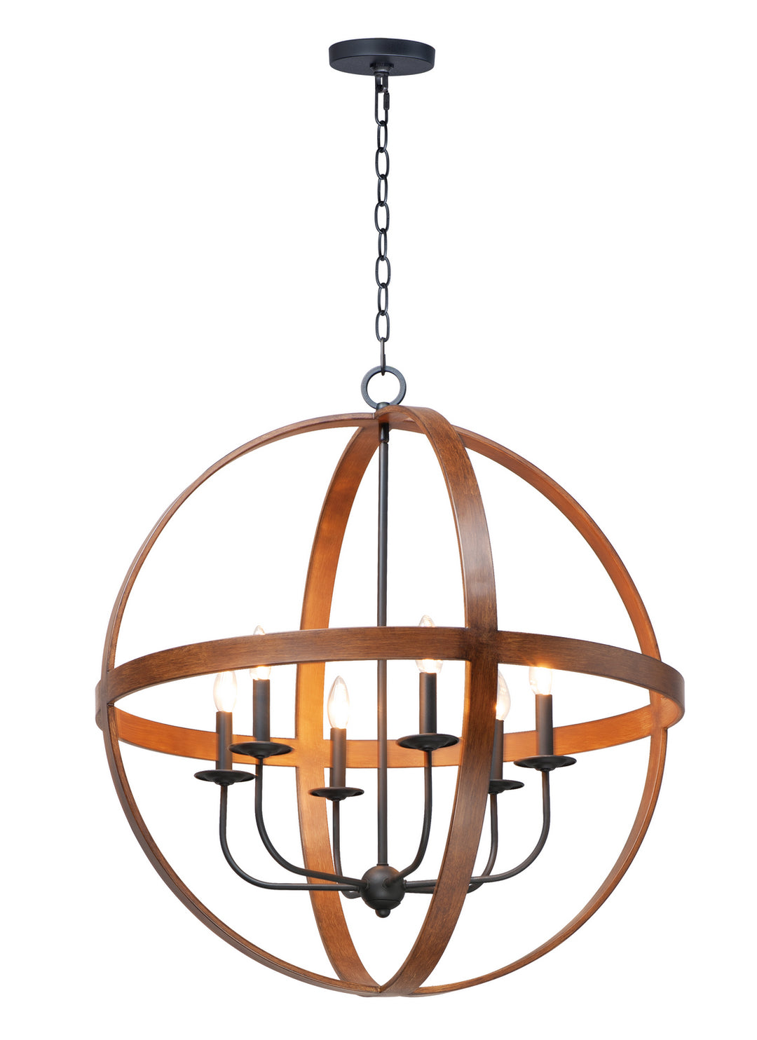 Maxim Compass 27576APBK Chandelier Light - Antique Pecan / Black