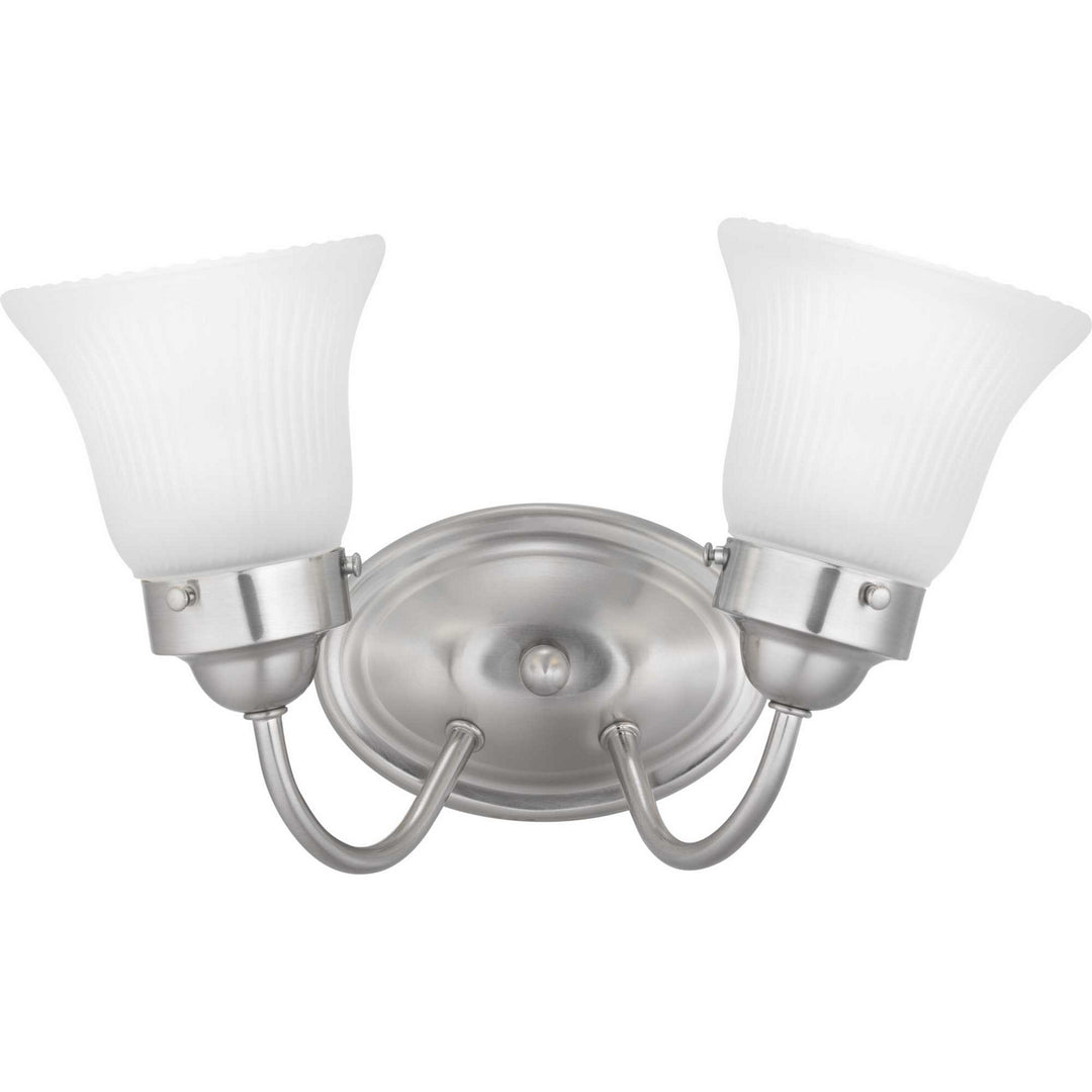 Progress Fluted Glass-Etched P3288-09ET Bath Vanity Light 12 in. wide - Brushed Nickel