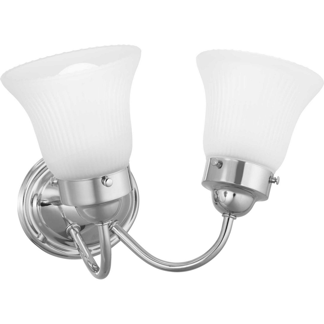 Progress Fluted Glass-Etched P3288-15ET Bath Vanity Light 12 in. wide - Polished Chrome