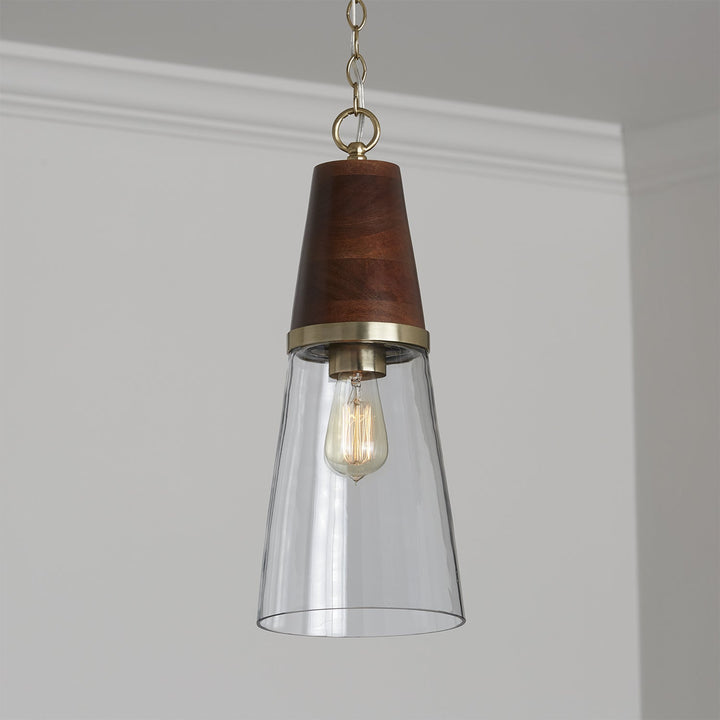 Capital Dodd 333911WR-477 Pendant Light - Dark Wood and True Brass