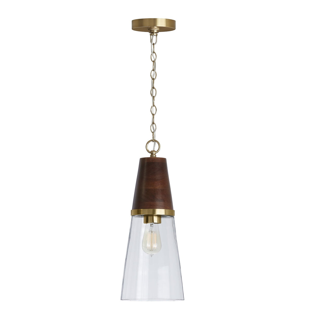 Capital Dodd 333911WR-477 Pendant Light - Dark Wood and True Brass