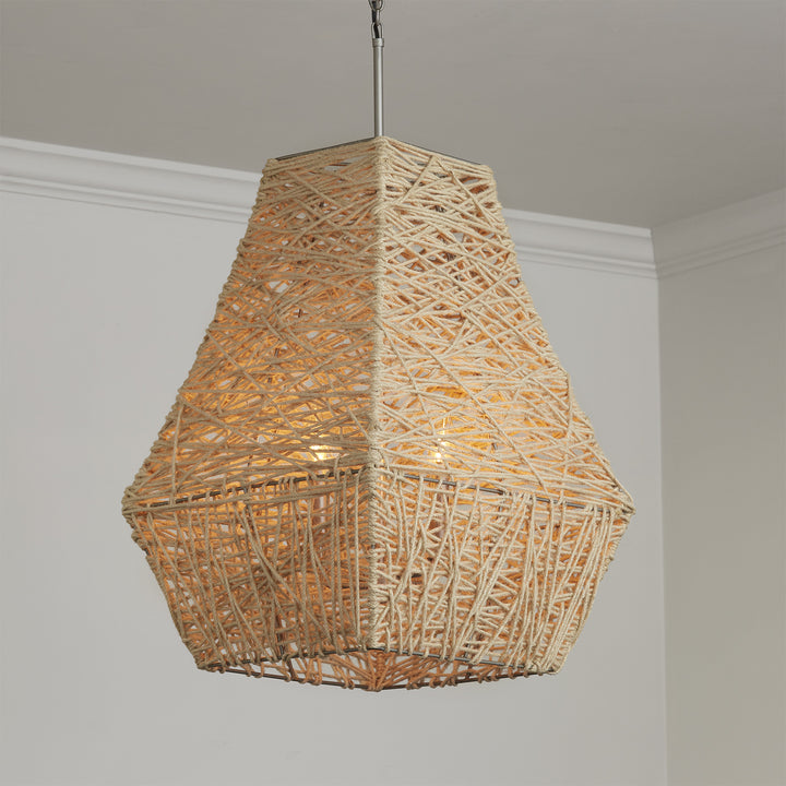 Capital Finley 335241NY Pendant Light - Natural Jute and Grey