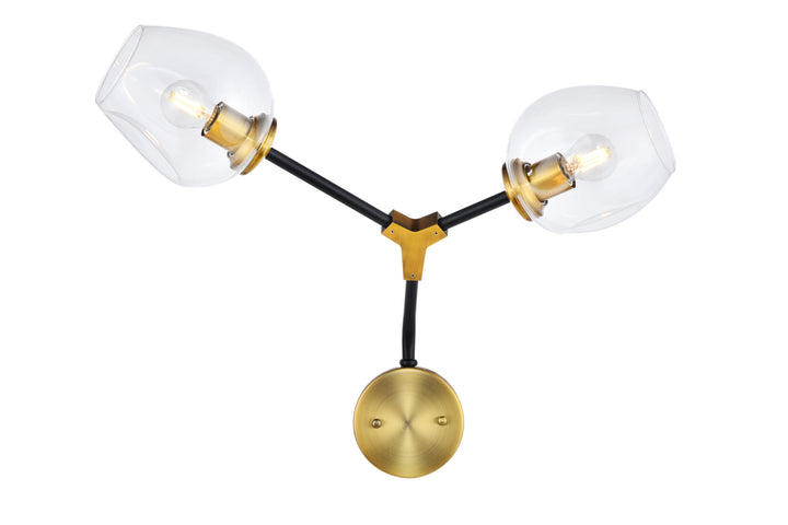 Elegant Cavoli 1712W26LAB Wall Sconce Light - Light Antique Brass And Flat Black