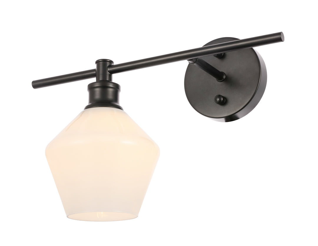 Elegant Gene LD2305BK Wall Sconce Light - Black And Frosted White Glass