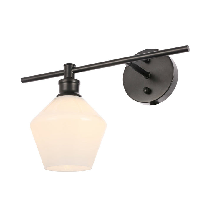 Elegant Gene LD2305BK Wall Sconce Light - Black And Frosted White Glass