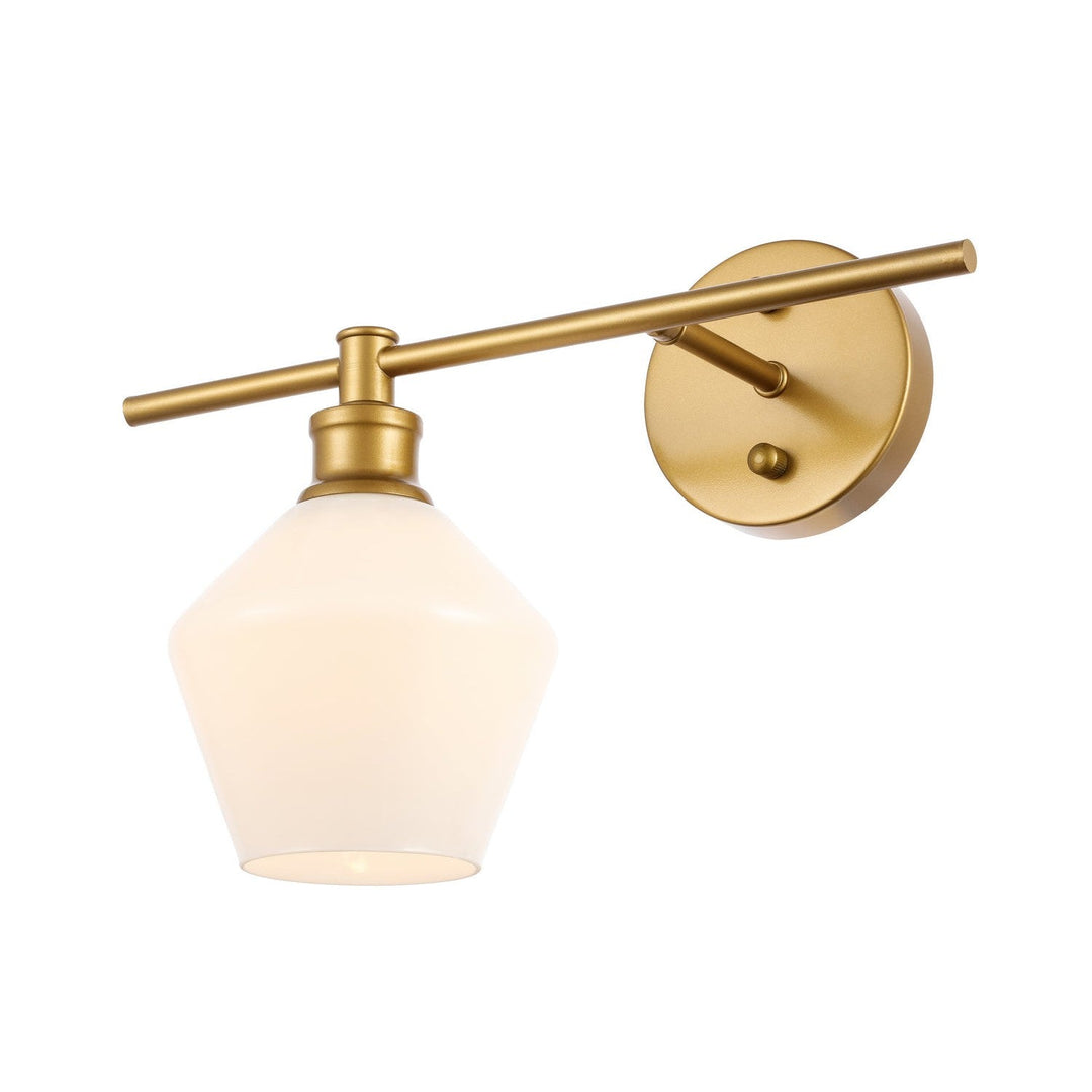 Elegant Gene LD2305BR Wall Sconce Light - Brass And Frosted White Glass