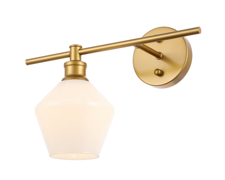 Elegant Gene LD2305BR Wall Sconce Light - Brass And Frosted White Glass