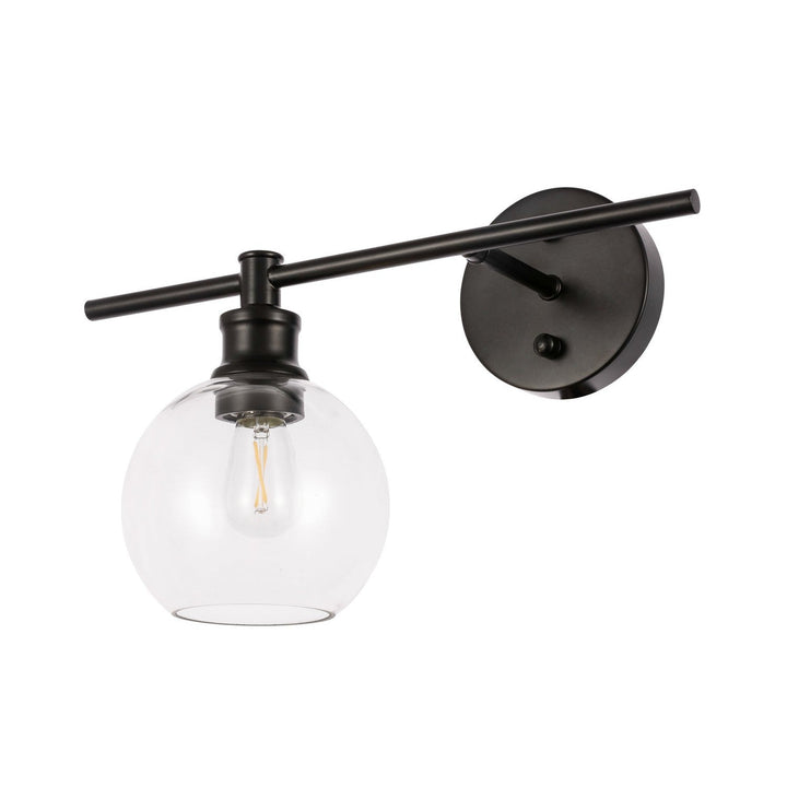 Elegant Collier LD2306BK Wall Sconce Light - Black And Clear Glass