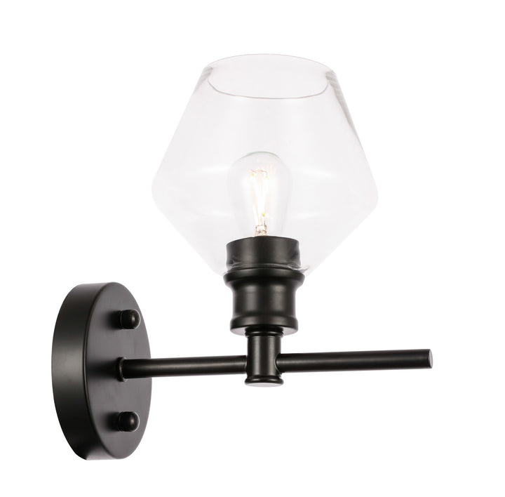 Elegant Gene LD2308BK Wall Sconce Light - Black And Clear Glass