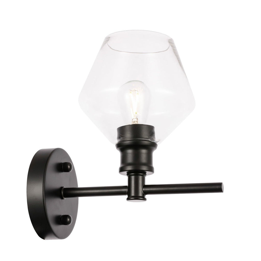 Elegant Gene LD2308BK Wall Sconce Light - Black And Clear Glass