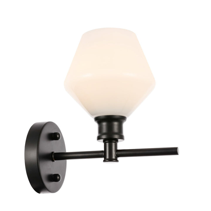 Elegant Gene LD2309BK Wall Sconce Light - Black And Frosted White Glass