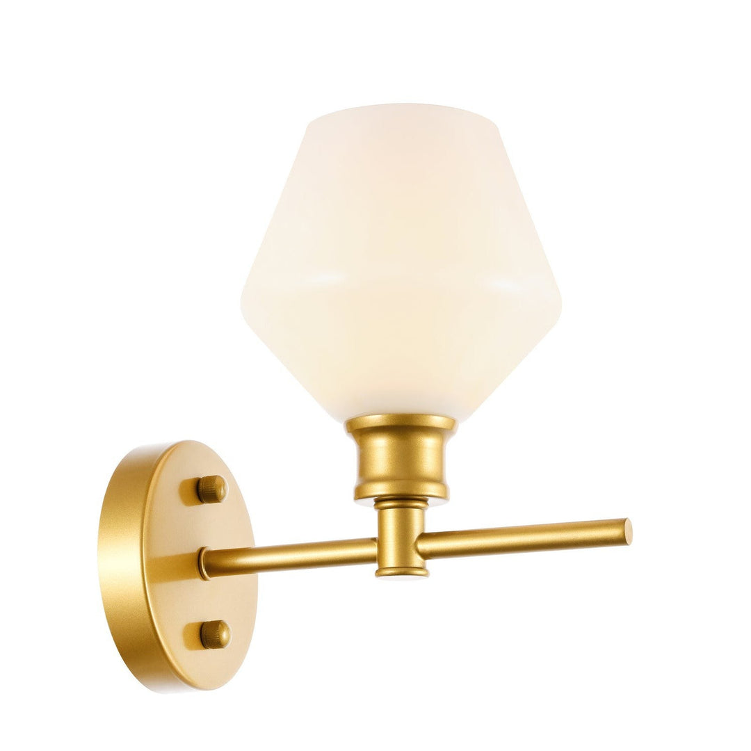 Elegant Gene LD2309BR Wall Sconce Light - Brass And Frosted White Glass